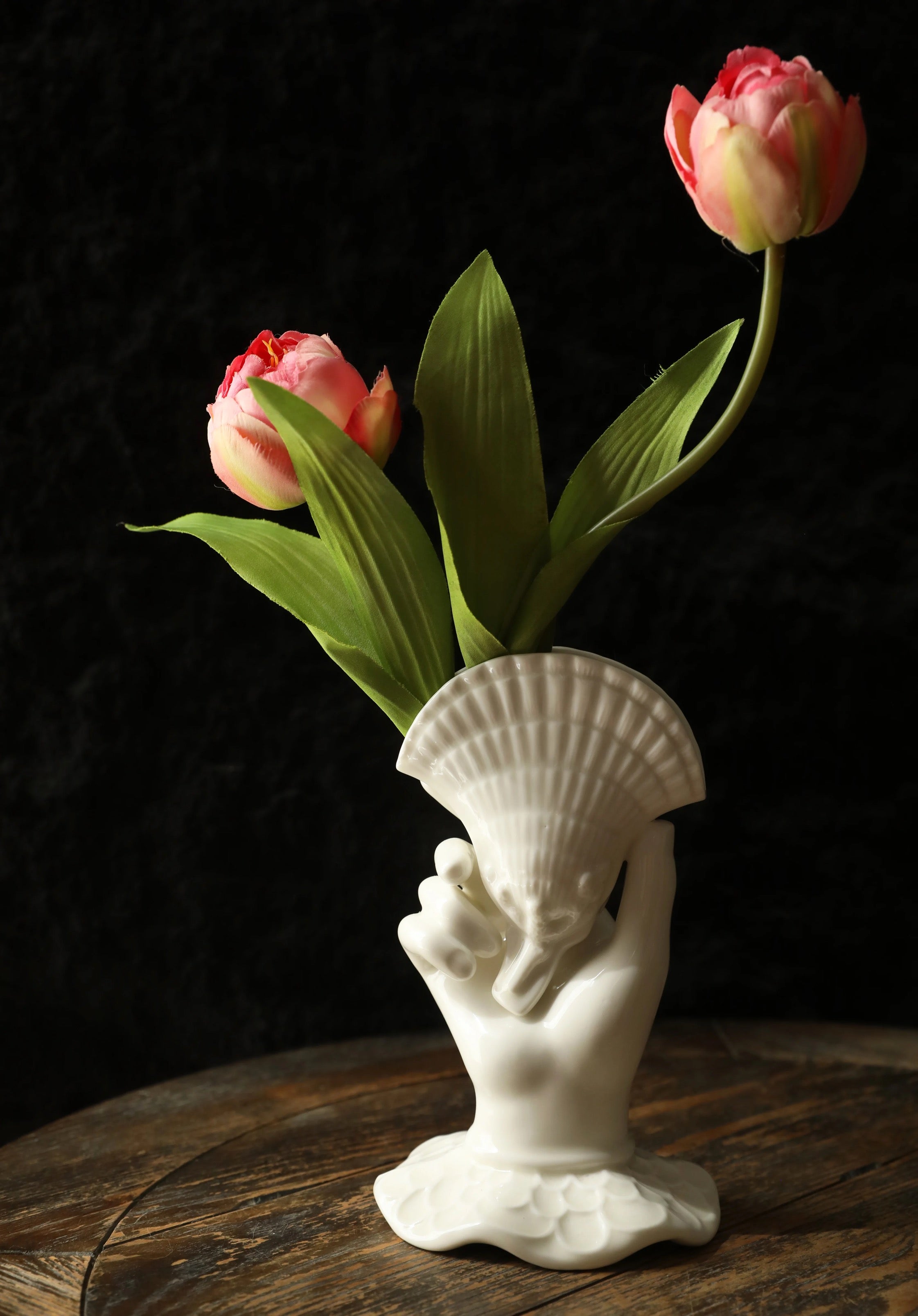 MARELLA French Retro Grasp of Sea Shell Ceramic Flower Vase Card Holder Tissue Holder