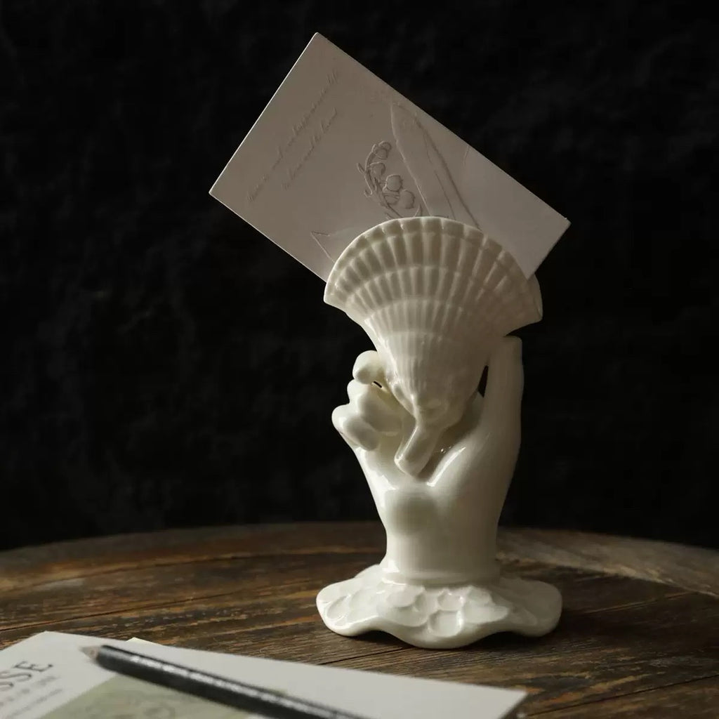 MARELLA French Retro Grasp of Sea Shell Ceramic Flower Vase Card Holder Tissue Holder