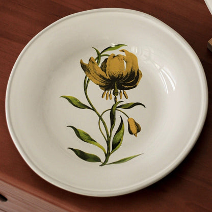 LA FLEUR Yellow Lilium Glacier Lily Flower French Retro Plate