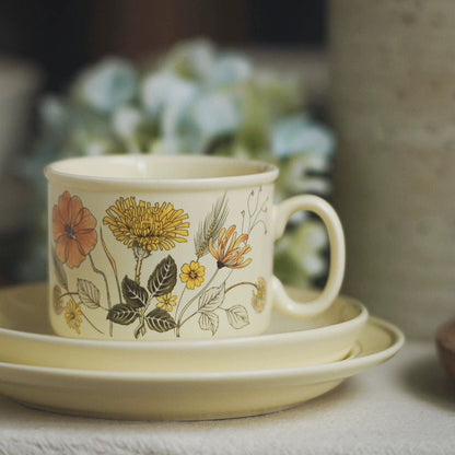 MEADOW English Summer Hedgerow Flower Field Retro Mug and Saucer Set