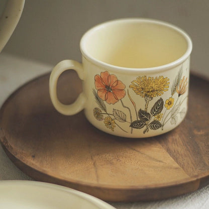 MEADOW English Summer Hedgerow Flower Field Retro Mug and Saucer Set