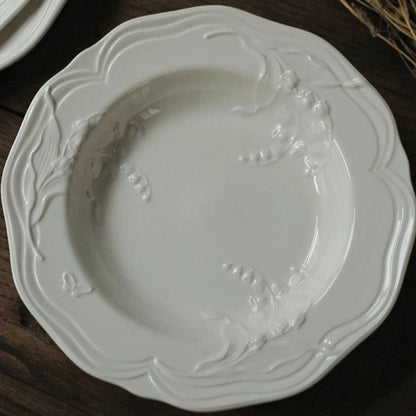 MUGUET DE MAI Lily of the Valley French Retro Relief Plate White