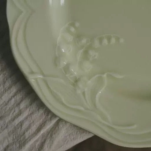 MUGUET DE MAI Lily of the Valley French Retro Relief Plate Sage Green