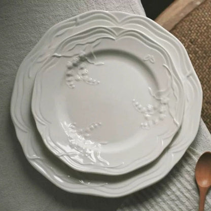 MUGUET DE MAI Lily of the Valley French Retro Relief Plate White