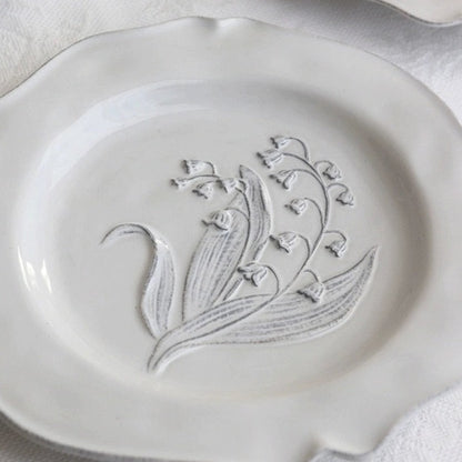 VALLARIA Lily of the Valley French Retro Relief Plate Gray White