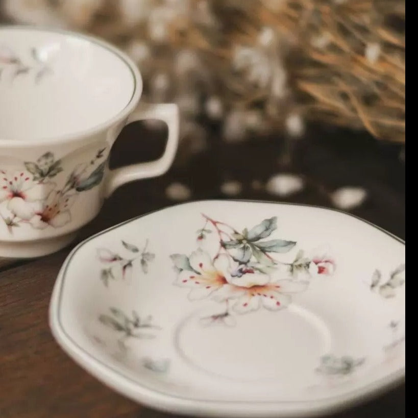 KELLY Azalea Ivory Tea/ Coffee Cup with Saucer Set