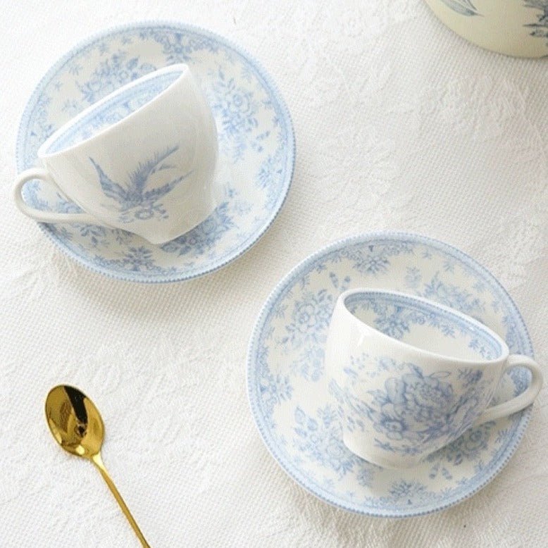 ELIZABETH Rose Baby Blue Tea/ Coffee Cup and Saucer Set 