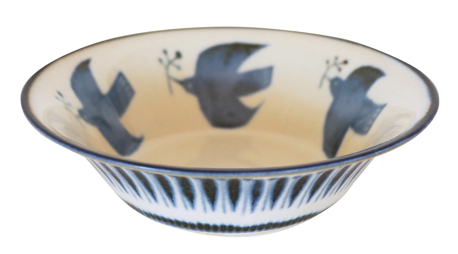 Kukka Lokki Japan Birds Large Bowl Mino Ware