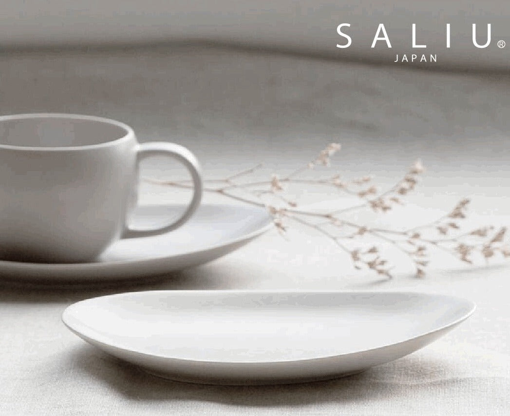 SALIU JAPAN Mino Ware Tea Plate White Ash Gray