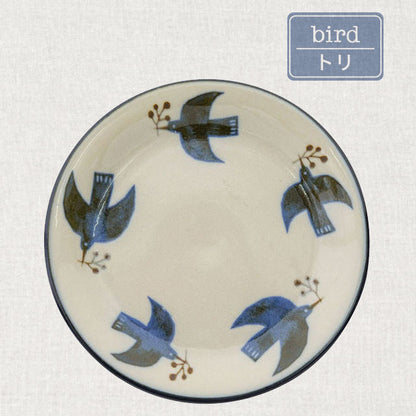 Kukka Lokki Japan Birds Medium Plate Mino Ware