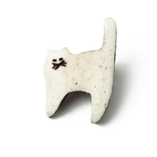 Akorat Japan Bone Brooch Cat