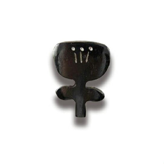 Akorat Japan Bone Brooch Flower Black