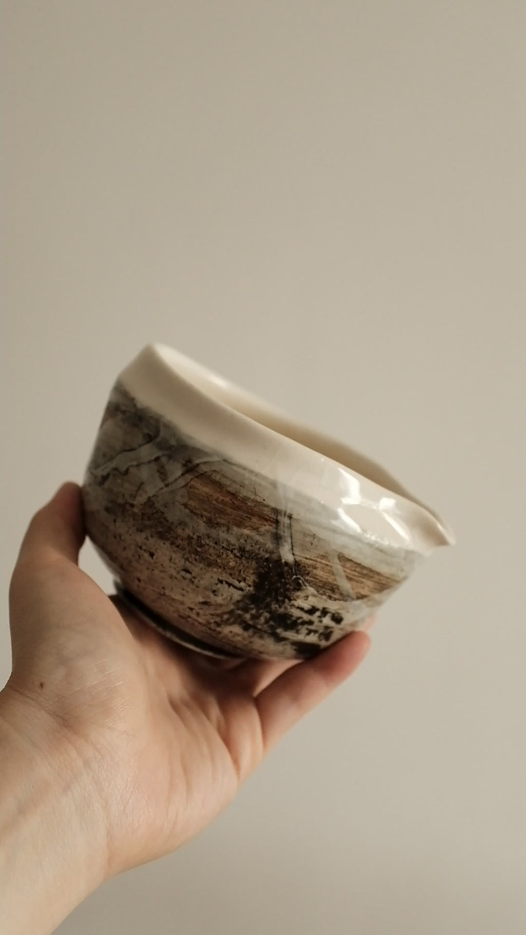 Hatsuichi Japan Shiro White Nagashi Katakuchi Chawan Matcha Bowl Minoware