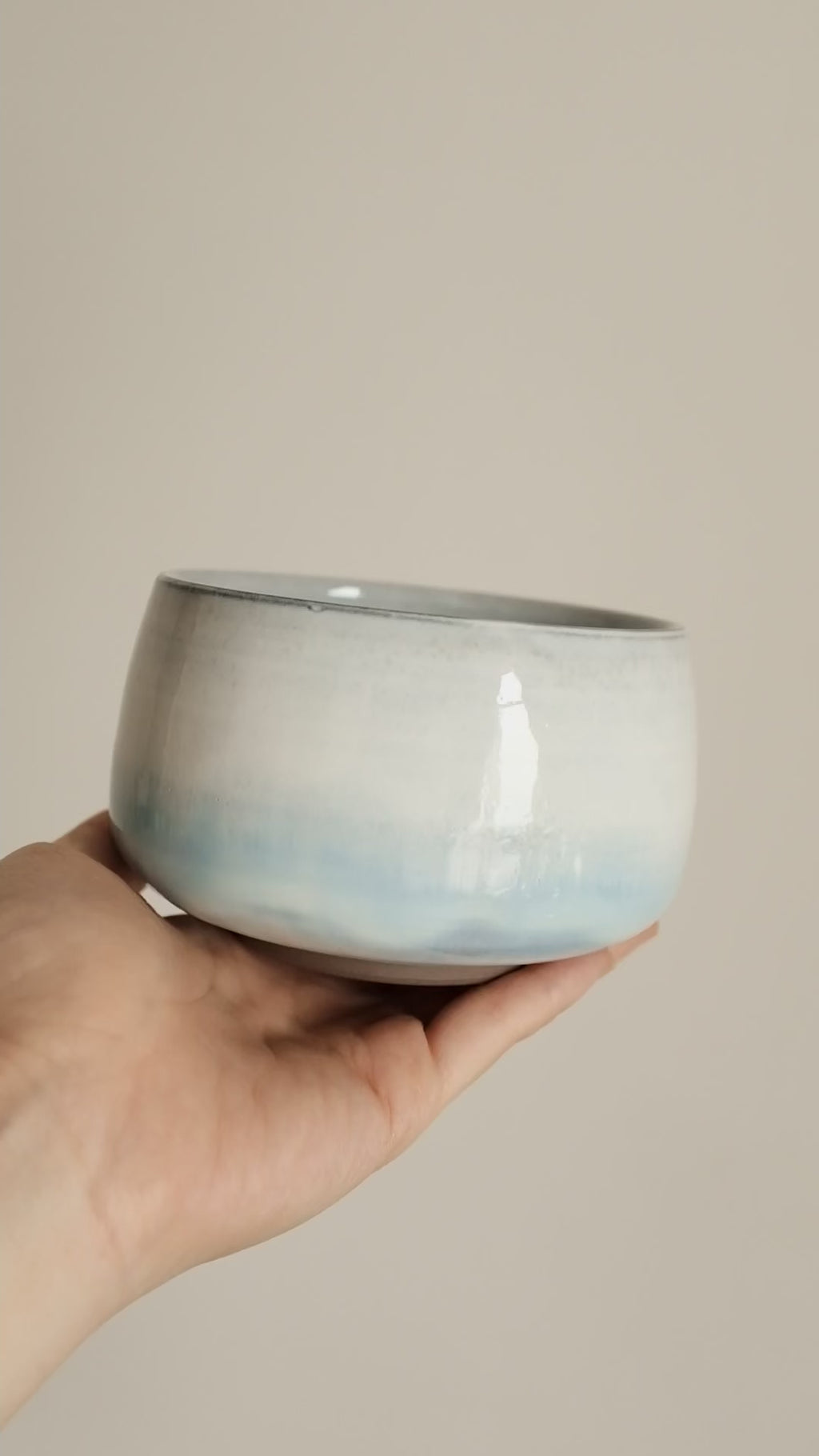 Aika Japan Buruparu Blue Pearl Glaze Chawan Matcha Bowl Hasami ware