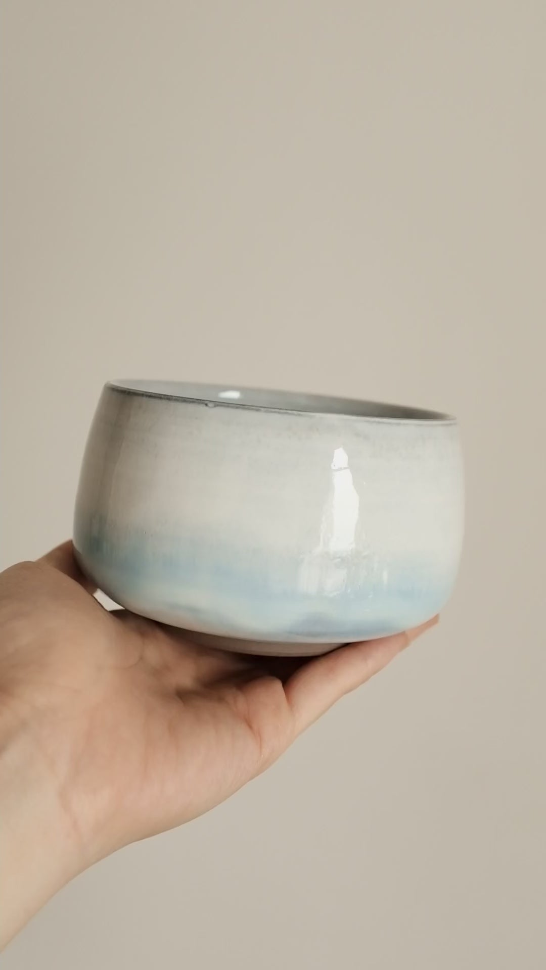 Aika Japan Buruparu Blue Pearl Glaze Chawan Matcha Bowl Hasami ware