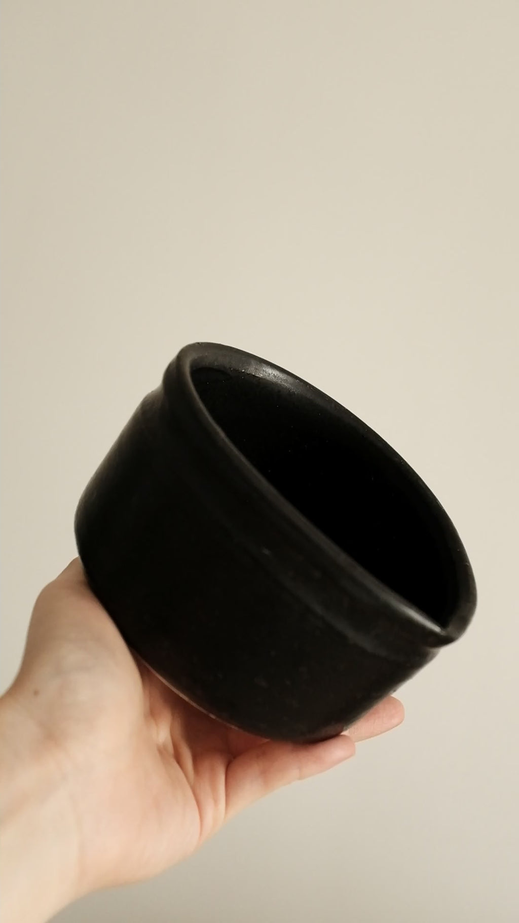 Hatsuichi Japan Kuroku Neri Black Katakuchi Chawan Matcha Bowl Minoware