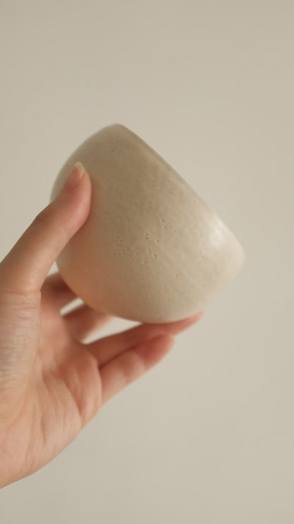 Yuli Handmade Snow White Round Egg Cup Powdered Glaze Underglaze Stoneware