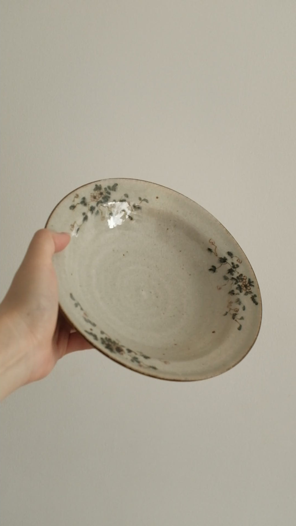 Annan Azure Retro Style Hand Painted Delicate Pink Cluster Flowers Round Large Deep Plate Underglazed Stoneware Ceramic